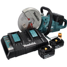 Makita DCE 090 PM2X1 Découpeuse sans fil sans balai, 230 mm 36 V (2x 18 V) + 2x Batteries 4 Ah + Chargeur double