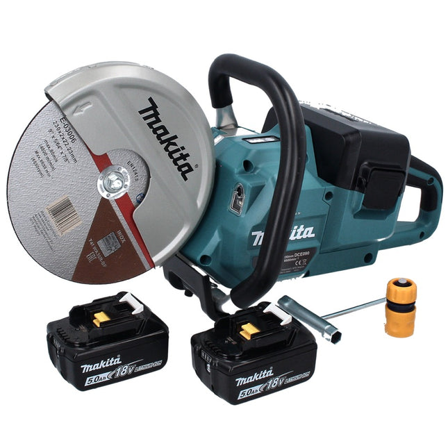 Makita DCE 090 T2X1 meuleuse à tronçonner sur batterie 36 V (2x 18 V) 230 mm sans balais + 2x batterie 5,0 Ah - sans chargeur
