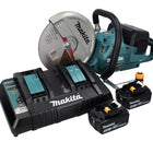 Makita DCE 090 PT2X1 tronçonneuse à batterie 36 V (2x 18 V) 230 mm sans balais + 2x batterie 5,0 Ah + double chargeur