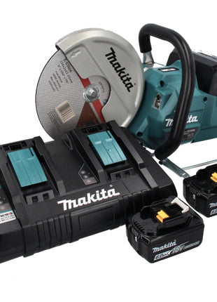 Makita DCE 090 PG2X1 tronçonneuse à batterie 36 V (2x 18 V) 230 mm sans balais + 2x batterie 6,0 Ah + double chargeur