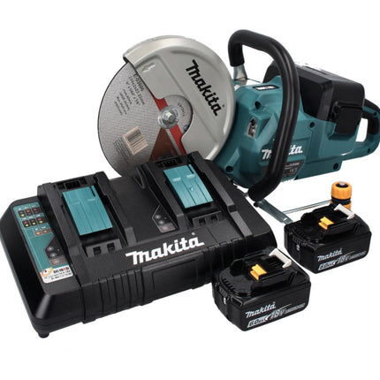 Makita DCE 090 PG2X1 tronçonneuse à batterie 36 V (2x 18 V) 230 mm sans balais + 2x batterie 6,0 Ah + double chargeur
