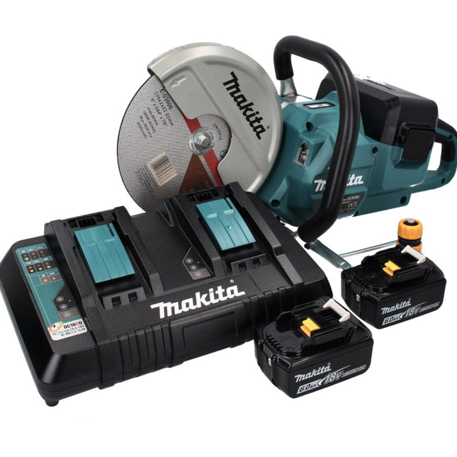 Makita DCE 090 PG2X1 tronçonneuse à batterie 36 V (2x 18 V) 230 mm sans balais + 2x batterie 6,0 Ah + double chargeur
