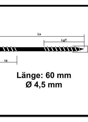 SPAX Vis pour façade 4,5 x 60mm - Acier inoxydable A2 - Filetage de fixation - Tête fraisée bombée - T-STAR Plus Torx T20 - CUT -  Acier inoxydable A2 200pcs. (2x 25470004506022)