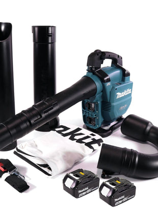 Makita DUB 363 M2V souffleur/aspirateur à feuilles sans balais 36 V (2x 18 V) + kit d'aspiration + 2x batterie 4,0 Ah - sans chargeur