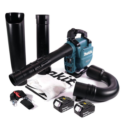 Makita DUB 363 M2V Souffleur / aspirateur de feuilles à batterie 36 V ( 2x 18 V ) Brushless + kit d'aspiration + 2x batterie 4,0 Ah - sans chargeur