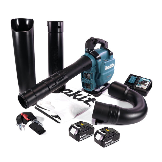 Makita DUB 363 RM2V Souffleur / aspirateur de feuilles à batterie 36 V ( 2x 18 V ) Brushless + kit d'aspiration + 2x batterie 4,0 Ah + chargeur
