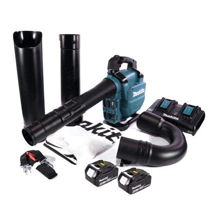 Makita DUB 363 PM2V Souffleur / aspirateur de feuilles à batterie 36 V ( 2x 18 V ) Brushless + kit d'aspiration + 2x batterie 4,0 Ah + chargeur double
