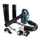 Makita DUB 363 T2V Souffleur / aspirateur de feuilles à batterie 36 V ( 2x 18 V ) Brushless + kit d'aspiration + 2x batterie 5,0 Ah - sans chargeur