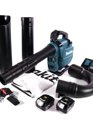 Makita DUB 363 RT2V Souffleur / Aspirateur à feuilles sans fil 36 V (2x 18 V) brushless + Kit d'aspiration + 2x Batteries 5,0 Ah + Chargeur