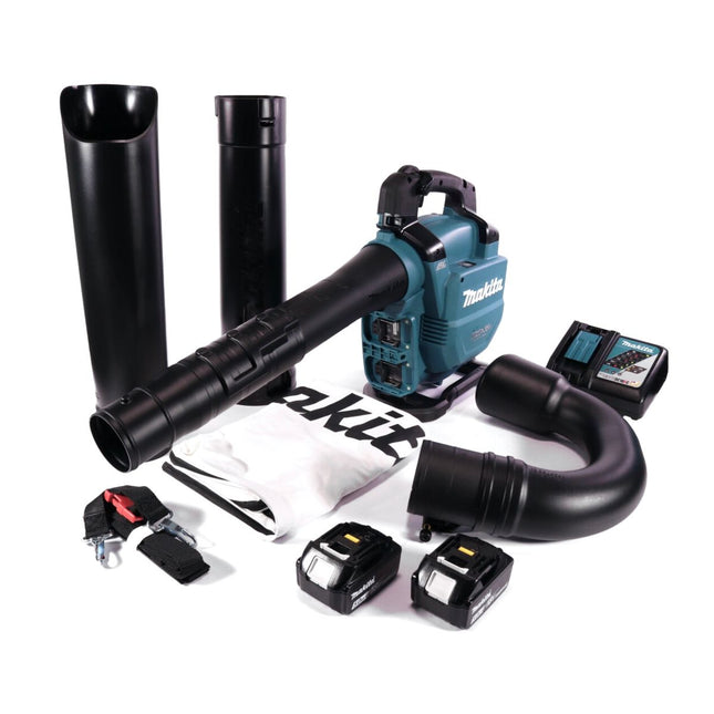 Makita DUB 363 RT2V Souffleur / aspirateur de feuilles à batterie 36 V ( 2x 18 V ) Brushless + kit d'aspiration + 2x batterie 5,0 Ah + chargeur