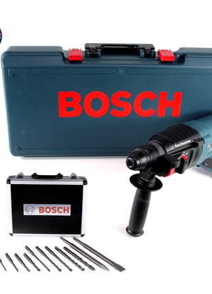 Taladro percutor a batería Bosch GBH 18V-26 D Bulldog 18 V 2,5 J SDS plus sin escobillas + juego de taladro y cincel 11 piezas certificado PGM + maletín - sin batería, sin cargador.