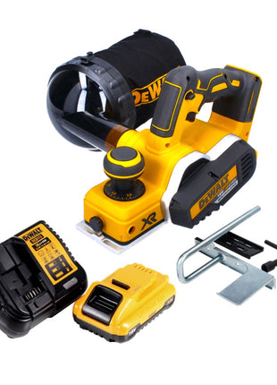 Raboteuse à batterie DeWalt DCP 580 L1 18 V 82 mm sans balais + sac à poussière DWV 9390 + 1x batterie 3,0 Ah + chargeur