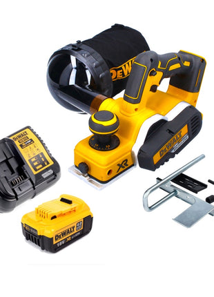 Raboteuse à batterie DeWalt DCP 580 M1 18 V 82 mm sans balais + sac de récupération de poussière DWV 9390 + 1x batterie 4,0 Ah + chargeur