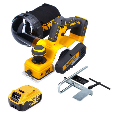 DeWalt DCP 580 N Rabot sans fil 18 V 82 mm brushless + Sac déchets DWV 9390 + 1x Batterie 5.0 Ah - sans chargeur