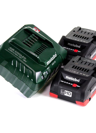 Taladro percutor de batería Metabo BH 18 LTX BL 16 18 V 1,3 J SDS-plus sin escobillas + 2x baterías 4,0 Ah + cargador + juego de taladro y cincel 11 piezas certificado PGM + MetaBOX.