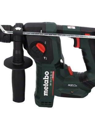 Taladro percutor de batería Metabo BH 18 LTX BL 16 18 V 1,3 J SDS-plus sin escobillas + 2x baterías 4,0 Ah + cargador + juego de taladro y cincel 11 piezas certificado PGM + MetaBOX.