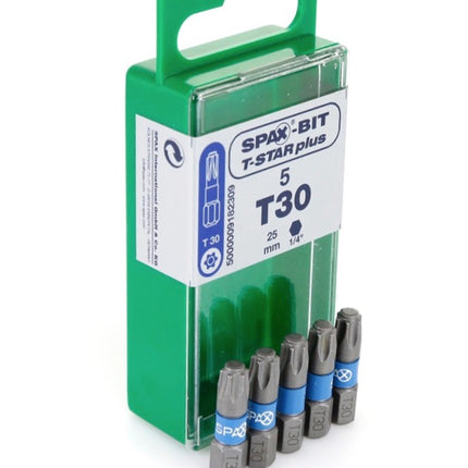 SPAX Set BIT T-STAR plus T30 - 6,4 x 25 mm, 5 Stk. ( 5000009182309 ) + HI.FORCE Tellerkopf Schraube 6,0 x 40 mm 200 Stk. ( 0251010600405 ) - Toolbrothers