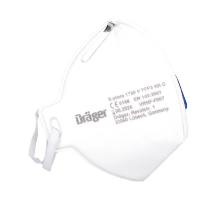 Dräger X-plore 1730 V FFP3 NR D Masques de protection respiratoire - 100 pièces (10x 3951088) FFP3 filtrant les particules taille universelle avec respirateur à valve CoolMAX