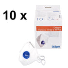Dräger X-plore 1730 V FFP3 NR D Masques de protection respiratoire - 100 pièces (10x 3951088) FFP3 filtrant les particules taille universelle avec respirateur à valve CoolMAX