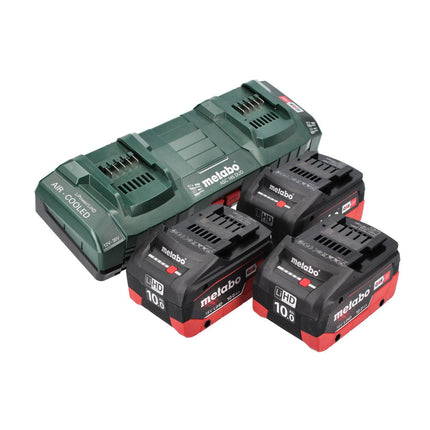 Metabo Set de base - 3x Batteries 18 V 10,0 Ah LIHD + Chargeur double + Coffret metaBOX
