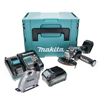 Makita GA008GM101 Meuleuse d'angle sans fil 125 mm 40V max. Brushless XGT + 1x Batterie 2,5 Ah + Chargeur + Capot d'aspiration + Coffret Makpac