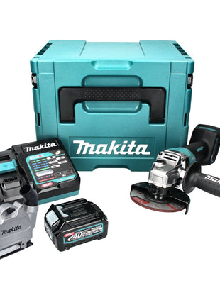 Makita GA016GD101 Meuleuse d'angle sans fil 125 mm 40V max. Brushless XGT + 1x Batterie 2,5 Ah + Chargeur + Capot d'aspiration + Coffret Makpac