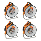Brennenstuhl professionalLINE - 4x Enrouleurs de câble SteelCore 33 m IP 44 (4x 9191330200) H07BQ-F 3G1.5