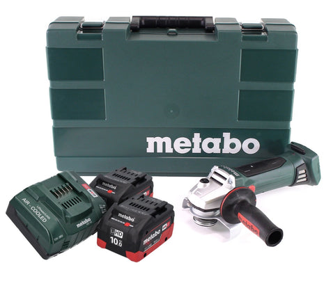 Metabo W 18 LTX 125 Amoladora angular rápida 18 V 125 mm (602174860) + 2 baterías de 10,0 Ah + cargador + maletín