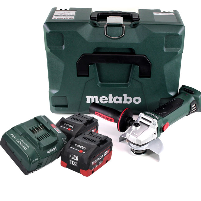 Metabo W 18 LTX 125 Quick 18 V 125 mm Meuleuse d'angle sans fil (602174840) + 2x Batteries 10,0 Ah + Chargeur + Coffret MetaLoc