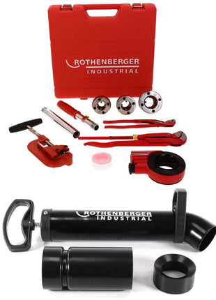 Rothenberger Kit sanitaire Industrial Sanikit - 10 pièces (070673E) + Pompe à main d'aspiration RoPump Power + Adaptateur en caoutchouc (1500002695)