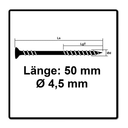 SPAX Vis pour façade 4,5 x 50mm - Acier inoxydable A2 - Filetage de fixation - Tête bombée - T-STAR Plus Torx - T20 - CUT  (25470004505022)