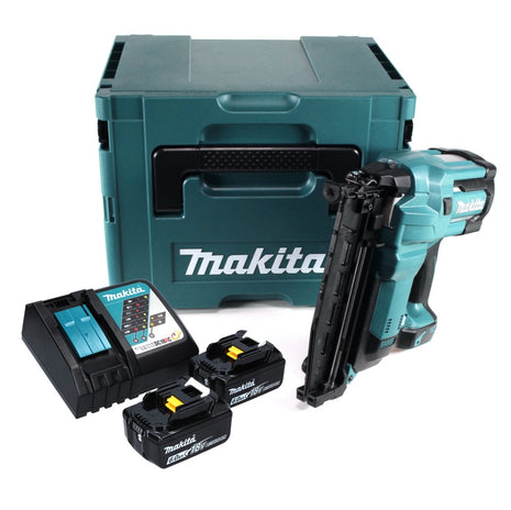 Makita DBN 600 RGJ cloueuse à tête d'emballage sur batterie 18 V + 2x batteries 6,0 Ah + chargeur + Makpac