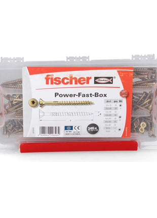 Fischer Power-Fast Box 245 tlg. 3,5 - 5 mm ( 667005 ) Senkkopf mit Torx Doppelgewinde galvanisch verzinkt, gelb passiviert