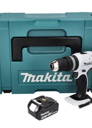 Makita DHP 453 M1J W perceuse à percussion sans fil blanc 18 V 42 Nm + 1x batterie 4,0 Ah + Makpac - sans chargeur