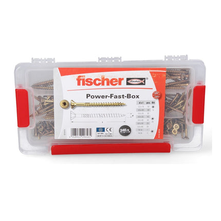 Fischer Power-Fast Box Set - 2x 245 Pièces 3,5 - 5 mm (2x 667005) tête fraisée avec double filetage Torx, galvanisé, passivé jaune