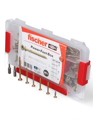 Fischer Power-Fast Box Set 2x 245 tlg. 3,5 - 5 mm ( 2x 667005 ) Senkkopf mit Torx Doppelgewinde galvanisch verzinkt, gelb passiviert