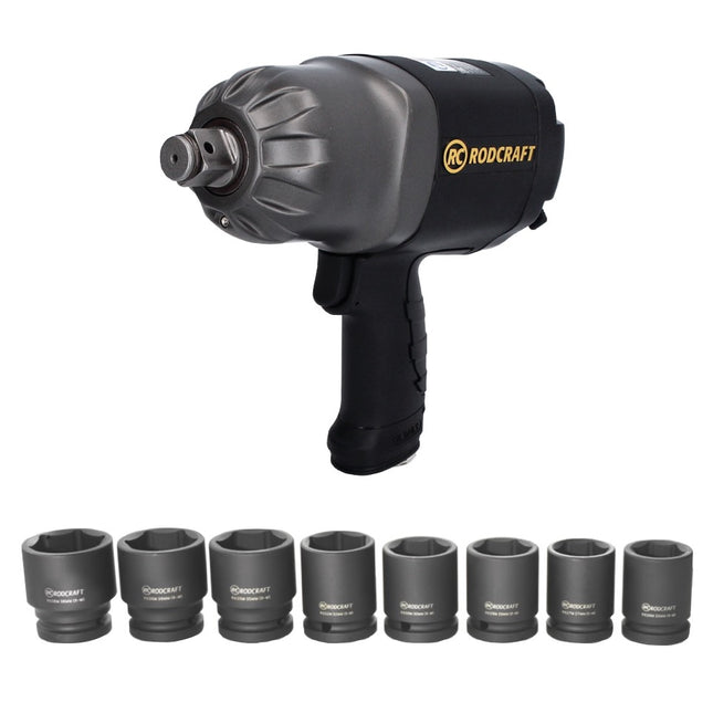 Rodcraft RC2377 Clé à chocs 1950 Nm 3/4" + Jeu de douilles RS618 - 8 pcs acier chrome molybdène