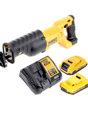 Scie sabre à batterie Dewalt DCS 380 D2 scie alternative 18 V + 2x batteries 2,0 Ah + chargeur