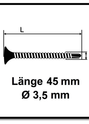 SPAX GIX-D vis pour cloisons sèches 3,5 x 45 mm 5000 pièces (5x 1991170350456) pointe de perçage phosphatée filetage complet tête trompette fente cruciforme H2