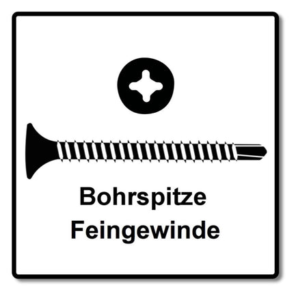 SPAX GIX-D vis pour cloisons sèches 3,5 x 45 mm 5000 pièces (5x 1991170350456) pointe de perçage phosphatée filetage complet tête trompette fente cruciforme H2