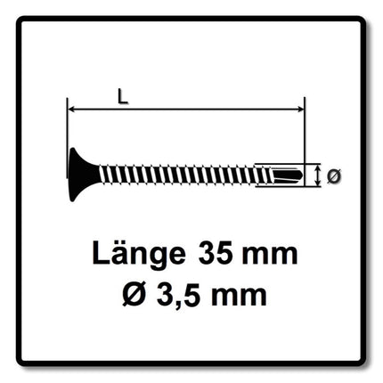 SPAX GIX-D vis pour cloisons sèches 3,5 x 35 mm 5000 pièces (5x 1991170350356) pointe de perçage phosphatée filetage complet tête trompette fente cruciforme H2