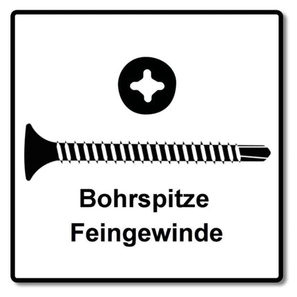 SPAX GIX-D vis pour cloisons sèches 3,5 x 35 mm 5000 pièces (5x 1991170350356) pointe de perçage phosphatée filetage complet tête trompette fente cruciforme H2