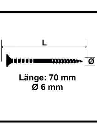 SPAX Vis de réglage 6,0 x 70 mm - 200 pièces ( 161010600703) filetage de réglage avec rainures de retenue tête plate T-STAR Plus 4Cut WIROX