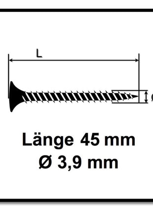 Vis pour cloisons sèches SPAX GIX-C 3,9 x 45 mm 5000 pièces (5x 1791170390456) tête de fraisage affûtée à filetage complet fente cruciforme phosphatée pointe d'aiguille H2