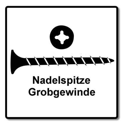 Vis pour cloisons sèches SPAX GIX-B 3,9 x 55 mm 5000 pièces (5x 1891170390556) tête trompette à filetage complet pointe aiguille fente cruciforme H2