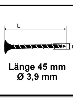 Vis pour cloisons sèches SPAX GIX-B 3,9 x 45 mm 5000 pièces (5x 1891170390456) tête trompette à filetage complet pointe aiguille fente cruciforme H2