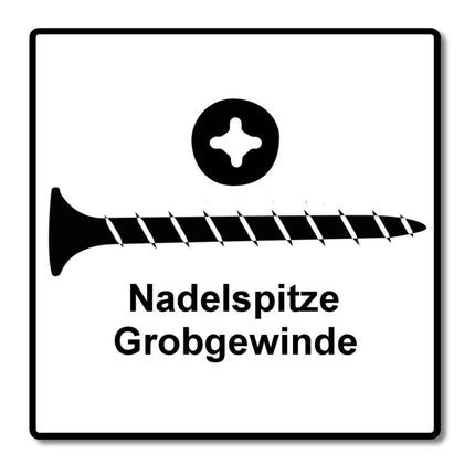 Vis pour cloisons sèches SPAX GIX-B 3,9 x 35 mm 2000 pièces (2x 1891170390356) pointe aiguille filetage complet tête trompette pointe aiguille fente cruciforme H2