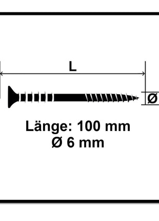 Vis de réglage SPAX 6,0 x 100 mm 500 pièces (5x 161010601005) filetage de réglage avec rainures de retenue tête plate T-STAR Plus 4Cut WIROX