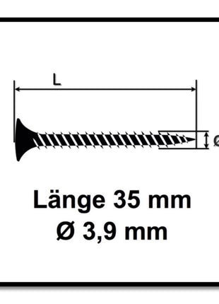 SPAX GIX-A tornillos para paneles de yeso 3,9 x 35 mm 2000 piezas (2x 1091170390356) rosca fina cabeza de trompeta ranura en cruz H2 punta de aguja fosfatada