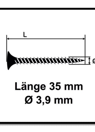 SPAX GIX-A vis pour cloisons sèches 3,9 x 35 mm 5000 pièces (5x 1091170390356) filetage fin tête trompette à filetage complet fente cruciforme H2 pointe d'aiguille phosphatée